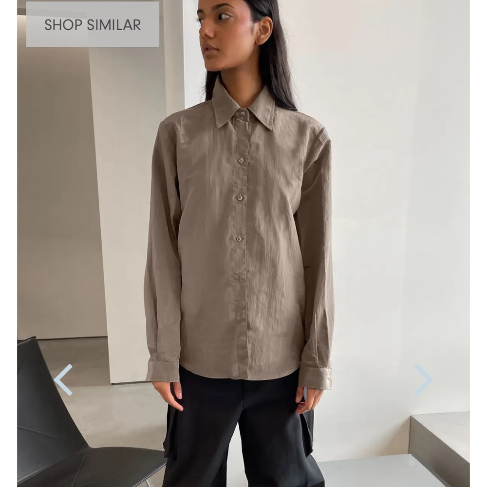 Brand new Oak and Fort Size S collared shirt Satin Sheen Green color